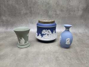 Three Wedgwood Jasperware vases