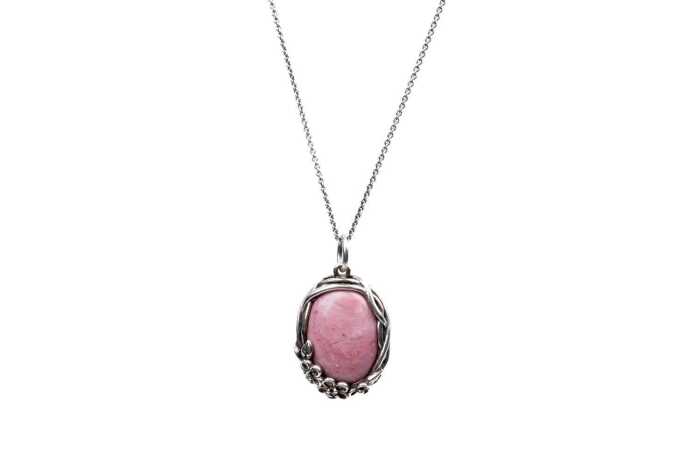 A retired Pandora Wanda's garden rhodonite pendant and necklace