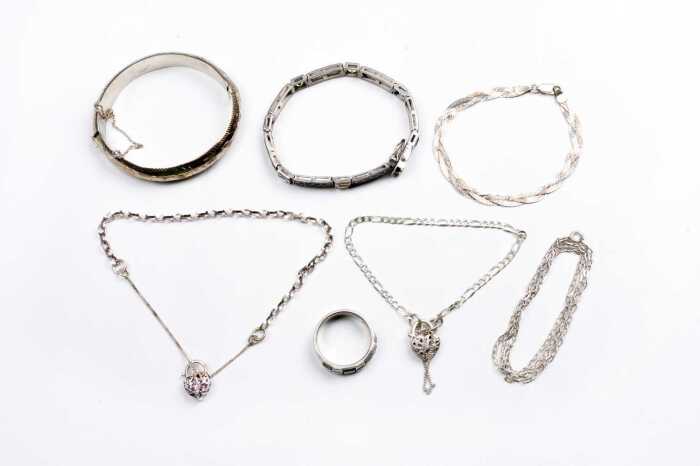 Collection of jewellery in sterling silver