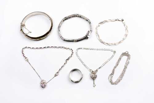 Collection of jewellery in sterling silver