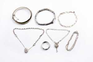 Collection of jewellery in sterling silver