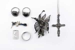 Collection of jewellery in sterling silver