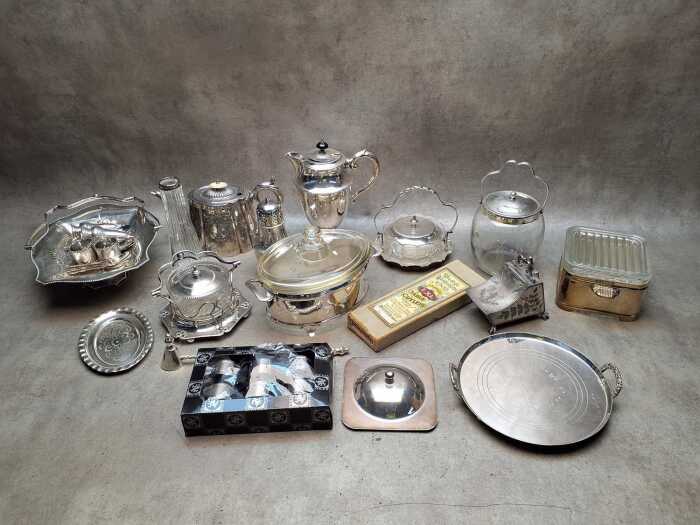 Assorted silver plate items