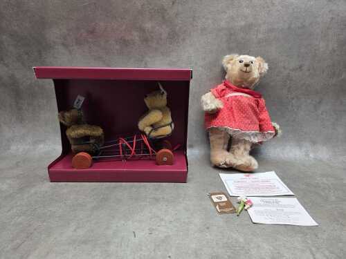 Steiff Museum Collection Wiwag teddy bear seesaw and House of Nisbet bear