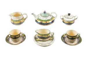 Royal Doulton 'Deadwood Crackle' Series Ware porcelain tea setting for two