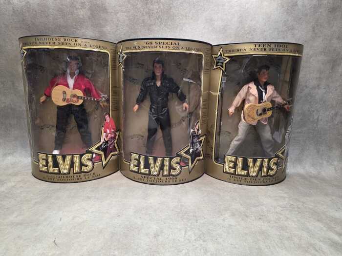 Three Hasbro Elvis figures