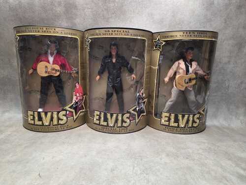 Three Hasbro Elvis figures