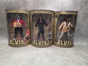 Three Hasbro Elvis figures