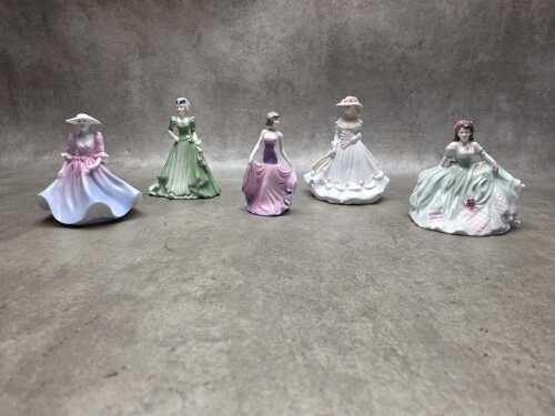 Five Coalport miniature porcelain lady figures