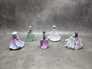Five Coalport miniature porcelain lady figures - 6