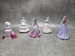 Five Coalport miniature porcelain lady figures - 2