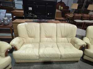 Shell back three-piece leather lounge suite - 2