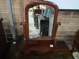 Timber shaving mirror on swivel base