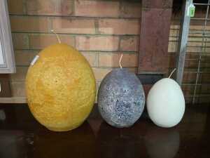 Three egg shaped textured decorative candles - 2