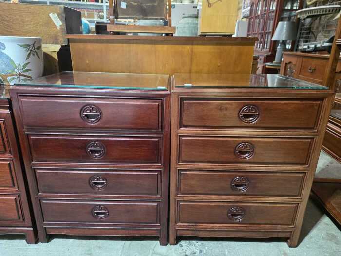 Two Chinese rosewood bedside cabinets