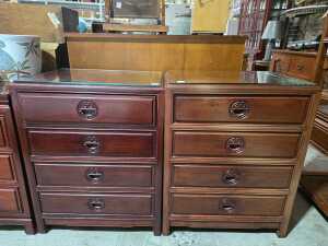 Two Chinese rosewood bedside cabinets