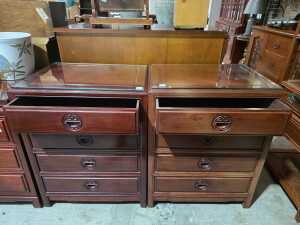 Two Chinese rosewood bedside cabinets - 2