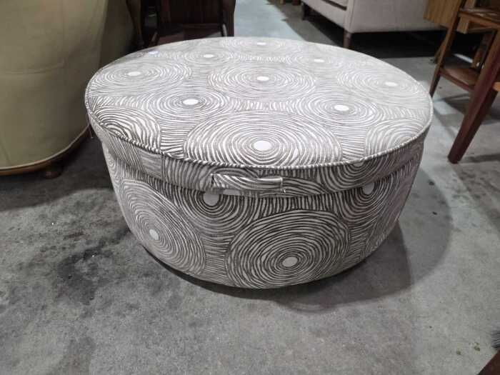 Beige swirl pattern round ottoman