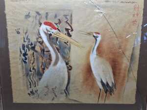 Ken Johnson (1950- ), Chibu Cranes, watercolour and gouache painting on hand-made Japanese paper - 2