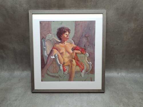 Roz McQuillan, The White Chair. Oil painting on paper