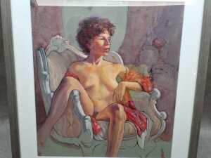 Roz McQuillan, The White Chair. Oil painting on paper - 2