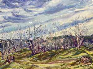 Betty Jungwirth, Lowering Sky, Red Hill Orchard. Watercolour and gouache painting on Arches paper - 2