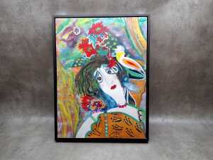 Pauline Courtney (artist unknown), Woman with cockatoo, 2012. Acrylic painting on canvas.