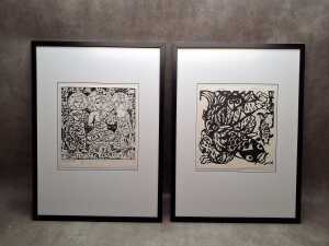 Shiko Munakata (1903-75, Japanese) Two reproduction woodblock prints