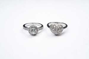 Six cubic zirconia rings in sterling silver - 3