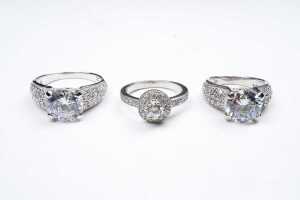 Six cubic zirconia ring in sterling silver - 2