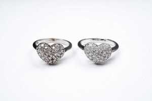 Six cubic zirconia rings in sterling silver - 3
