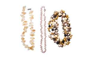 Three gemstone necklaces