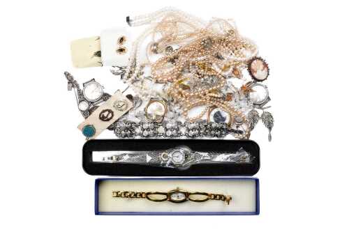 Collection of costume jewellery and watches