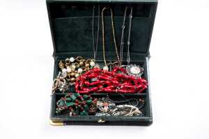 Collection of costume jewellery in box