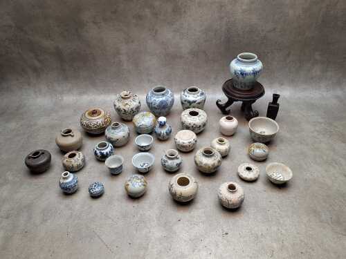 Collection of ceramic and pottery vessels, mostly Oriental