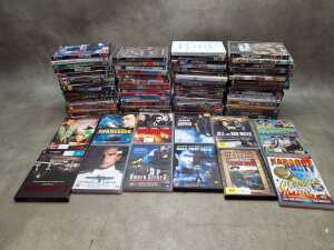 DVDs, mostly action, including Steven Seagal