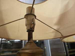 Pair of bamboo-form gold-tone porcelain table lamps - 6