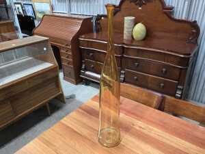 Three contemporary art glass floor vases in green and amber - 2