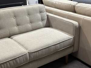 Contemporary beige upholstered two-seat sofa - 2