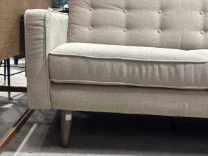 Contemporary beige upholstered two-seat sofa - 3