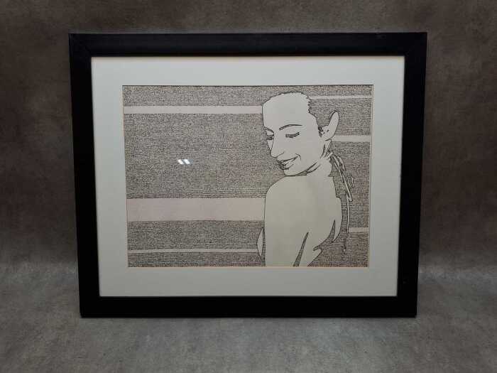 Jovicic (working 2000s), (Female figure and text) 2008, black and red marker, drawing on paper