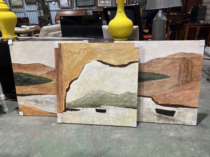 Set of three contemporary abstract paintings