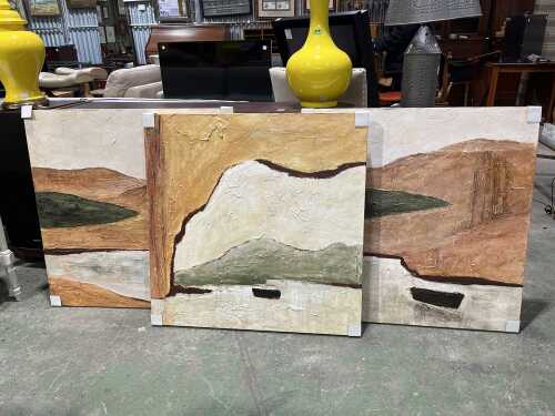 Set of three contemporary abstract paintings