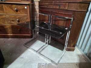 Pair of black Perspex and chrome side tables - 2