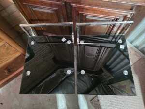 Pair of black Perspex and chrome side tables - 3
