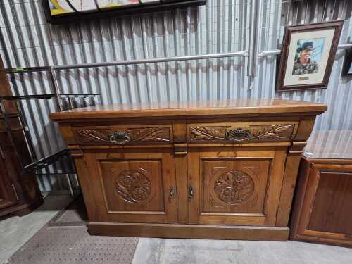 Edwardian carved timber sideboard
