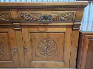 Edwardian carved timber sideboard - 4