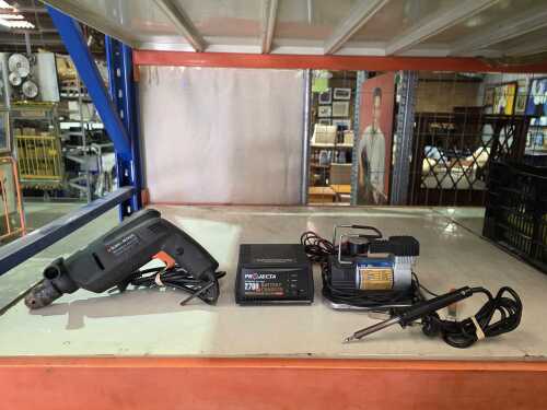 Power tools and chargers, Including Black & Decker Marathon hammer drill