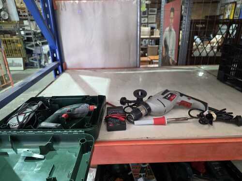 Power tools and hand tools, including a Bosch drill