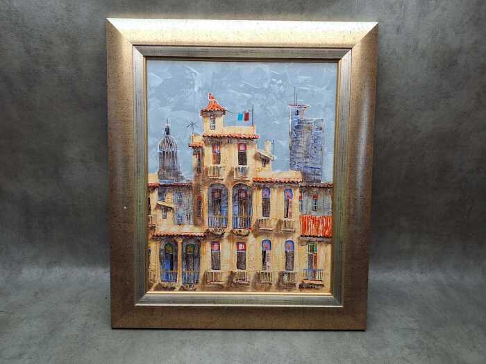 Artist unknown, Cuban scene, 2001. Oil painting on board